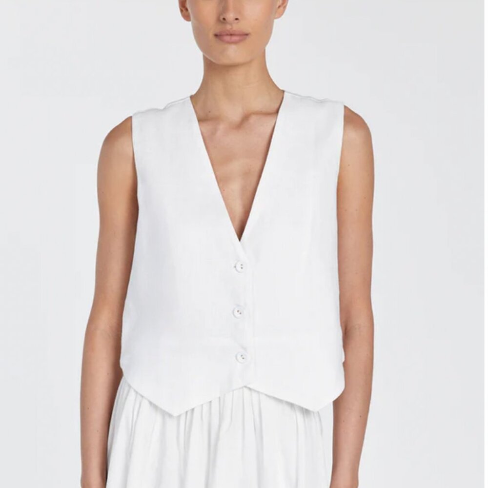 DISSH BANKS WHITE LINEN VEST Size 6